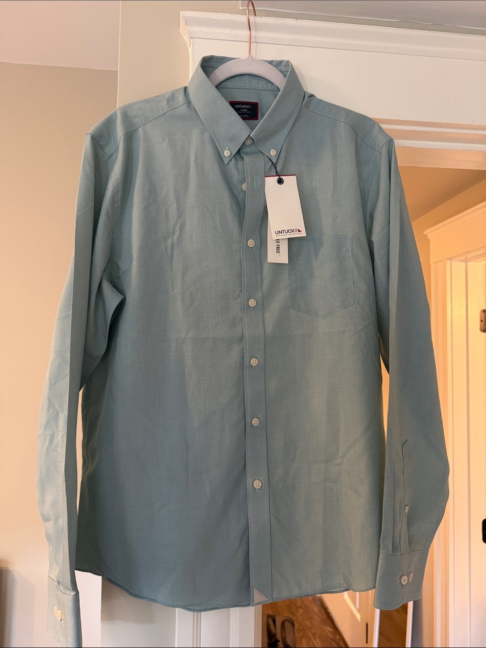 UNTUCKit Men's Long-Sleeve Button-Down Shirt in Light Teal